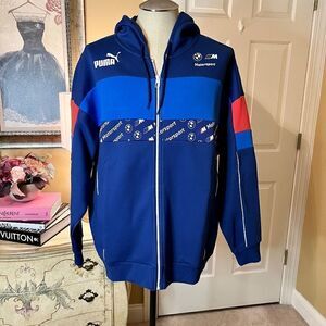 NWT Men's PUMA BMW‎ M Motorsports Zip Front Hoodie Jacket in Blue Red US Size XL